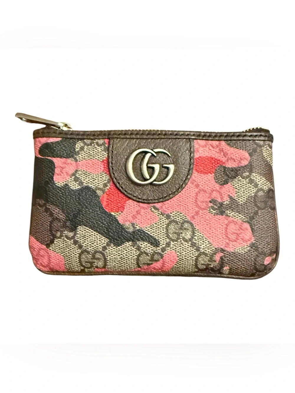 Gucci Brown & Pink Camouflage GG Canvas Card Case